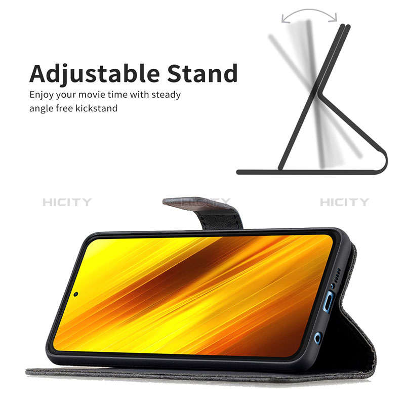 Handytasche Stand Schutzhülle Flip Leder Hülle Schmetterling B02F für Xiaomi Poco X3 NFC groß