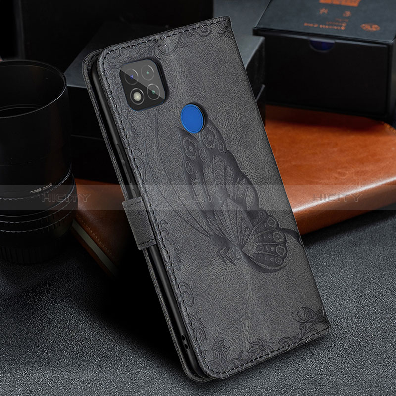 Handytasche Stand Schutzhülle Flip Leder Hülle Schmetterling B02F für Xiaomi Redmi 9 India