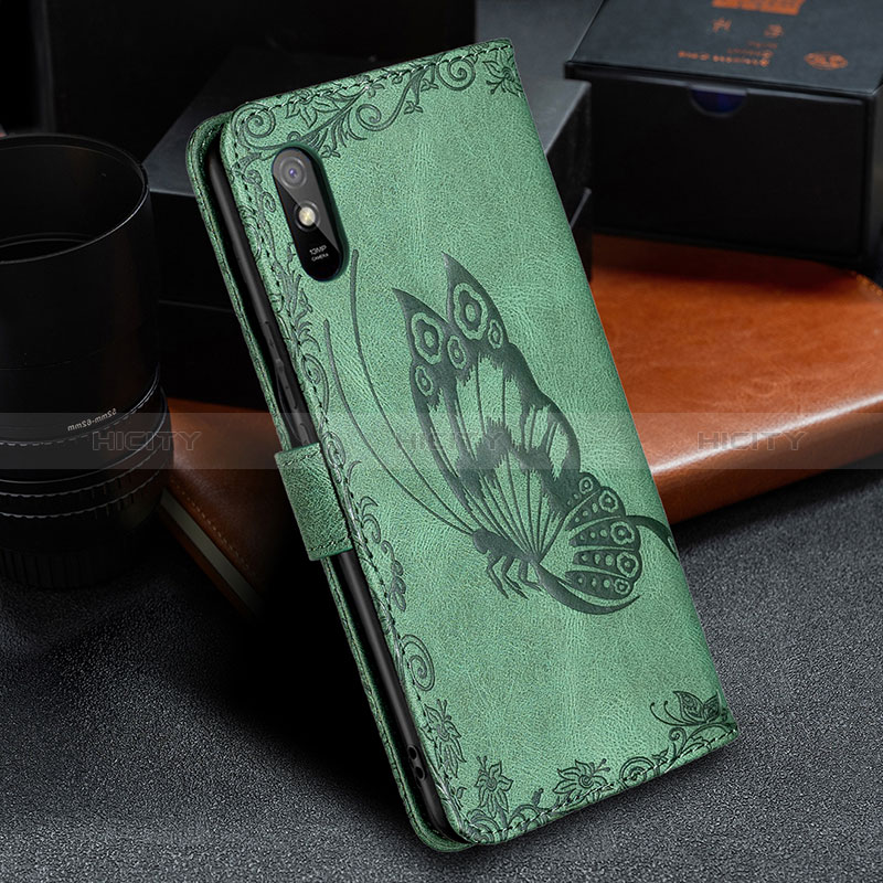 Handytasche Stand Schutzhülle Flip Leder Hülle Schmetterling B02F für Xiaomi Redmi 9AT