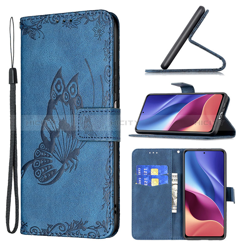 Handytasche Stand Schutzhülle Flip Leder Hülle Schmetterling B02F für Xiaomi Redmi K40 Pro+ Plus 5G groß