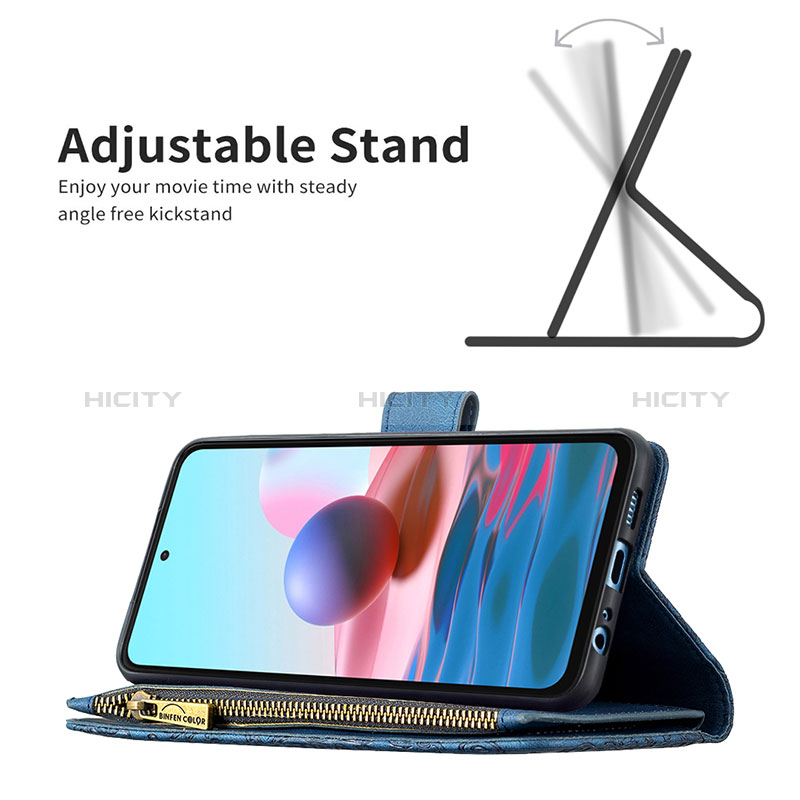 Handytasche Stand Schutzhülle Flip Leder Hülle Schmetterling B02F für Xiaomi Redmi Note 10 4G