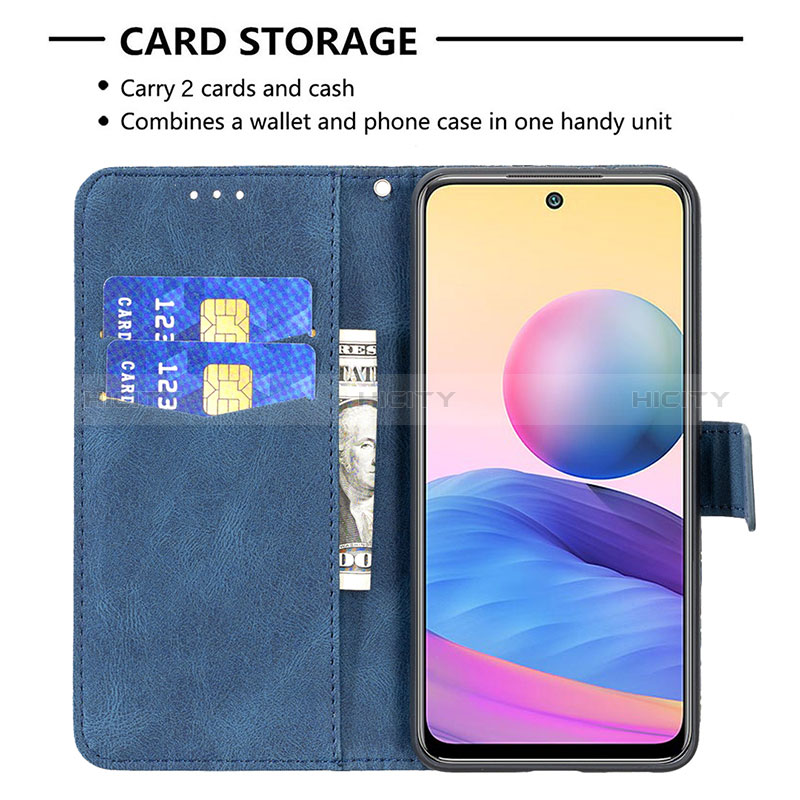 Handytasche Stand Schutzhülle Flip Leder Hülle Schmetterling B02F für Xiaomi Redmi Note 10 5G groß