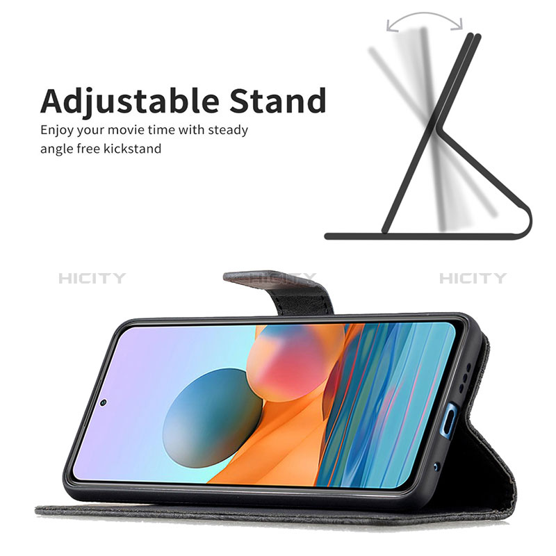 Handytasche Stand Schutzhülle Flip Leder Hülle Schmetterling B02F für Xiaomi Redmi Note 10 Pro 4G groß