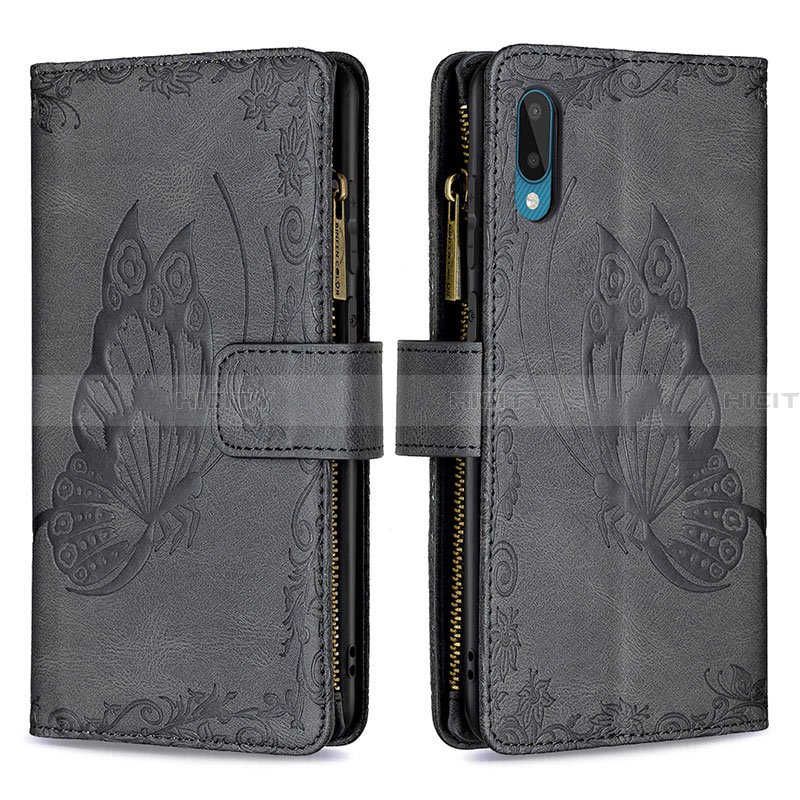 Handytasche Stand Schutzhülle Flip Leder Hülle Schmetterling B03F für Samsung Galaxy A02 groß