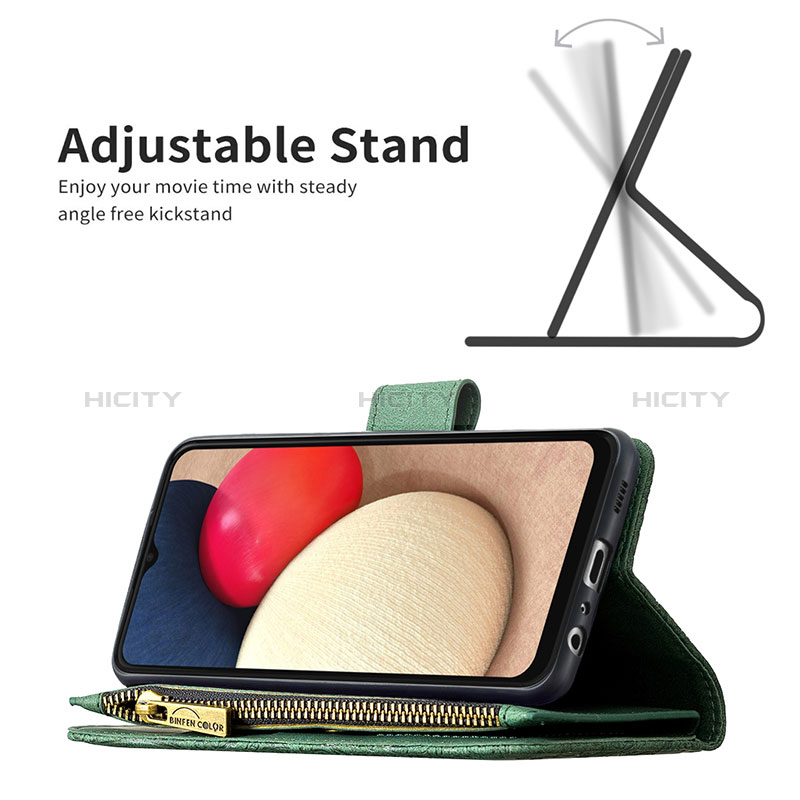 Handytasche Stand Schutzhülle Flip Leder Hülle Schmetterling B03F für Samsung Galaxy A02s groß