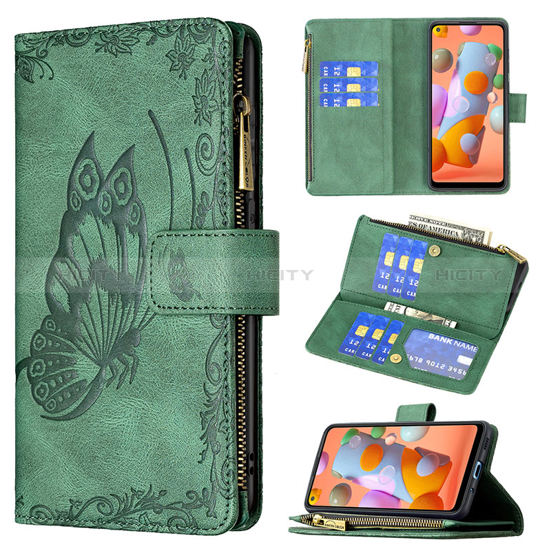 Handytasche Stand Schutzhülle Flip Leder Hülle Schmetterling B03F für Samsung Galaxy A11