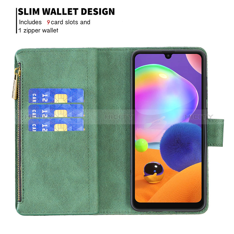 Handytasche Stand Schutzhülle Flip Leder Hülle Schmetterling B03F für Samsung Galaxy A31 groß