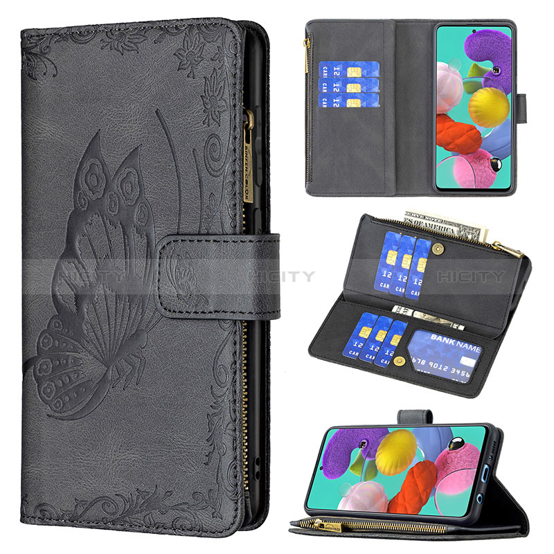 Handytasche Stand Schutzhülle Flip Leder Hülle Schmetterling B03F für Samsung Galaxy A51 4G