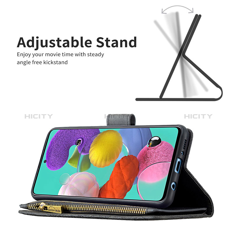 Handytasche Stand Schutzhülle Flip Leder Hülle Schmetterling B03F für Samsung Galaxy A51 4G