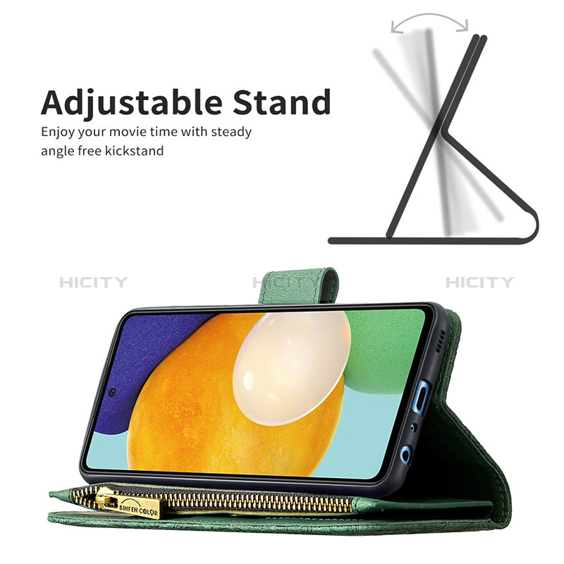 Handytasche Stand Schutzhülle Flip Leder Hülle Schmetterling B03F für Samsung Galaxy A52s 5G groß