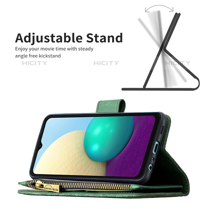 Handytasche Stand Schutzhülle Flip Leder Hülle Schmetterling B03F für Samsung Galaxy M02