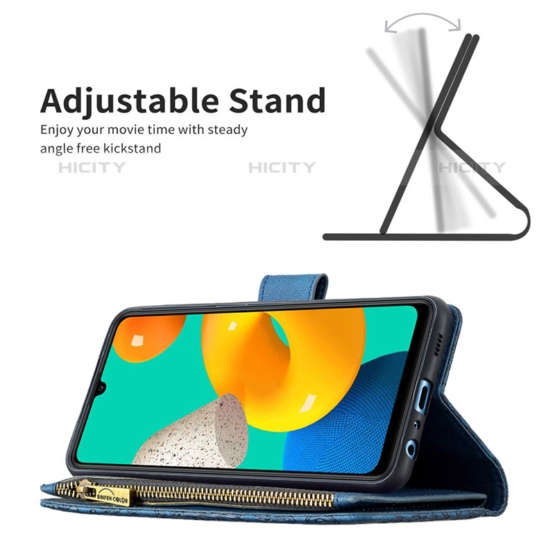 Handytasche Stand Schutzhülle Flip Leder Hülle Schmetterling B03F für Samsung Galaxy M32 4G