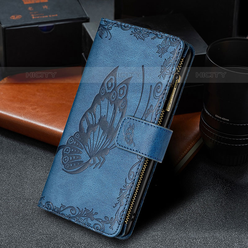 Handytasche Stand Schutzhülle Flip Leder Hülle Schmetterling B03F für Samsung Galaxy M32 5G groß