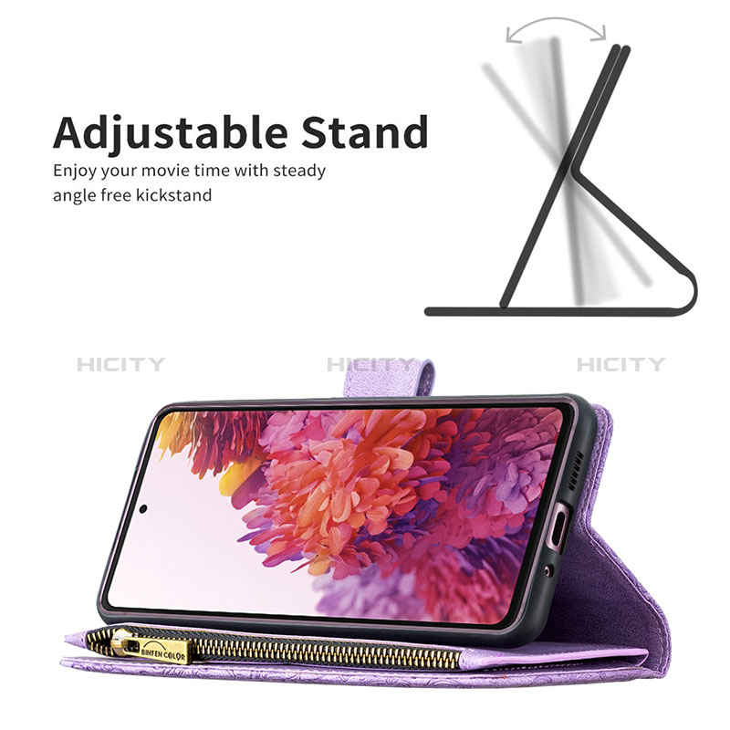 Handytasche Stand Schutzhülle Flip Leder Hülle Schmetterling B03F für Samsung Galaxy S20 FE 4G groß