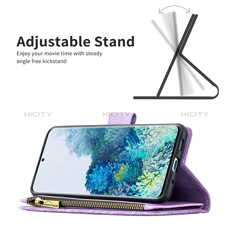 Handytasche Stand Schutzhülle Flip Leder Hülle Schmetterling B03F für Samsung Galaxy S20 Plus groß