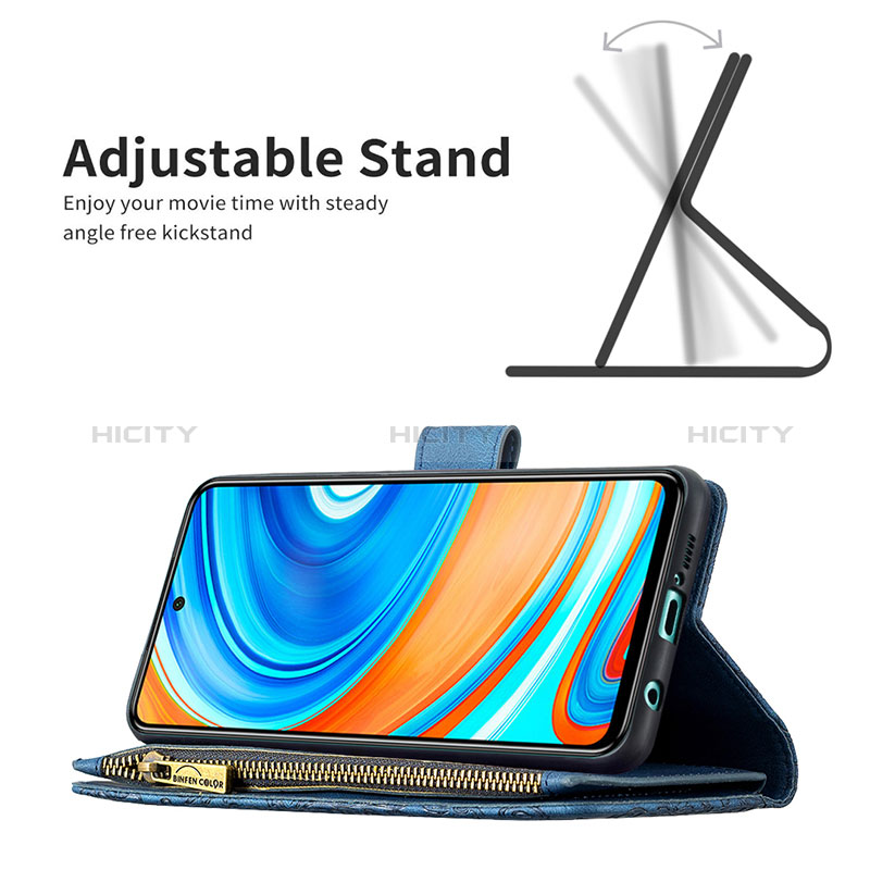 Handytasche Stand Schutzhülle Flip Leder Hülle Schmetterling B03F für Xiaomi Poco M2 Pro