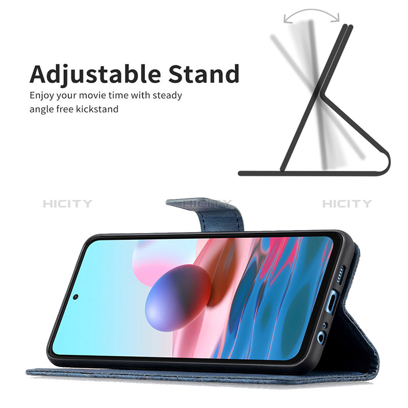 Handytasche Stand Schutzhülle Flip Leder Hülle Schmetterling B03F für Xiaomi Poco M5S groß