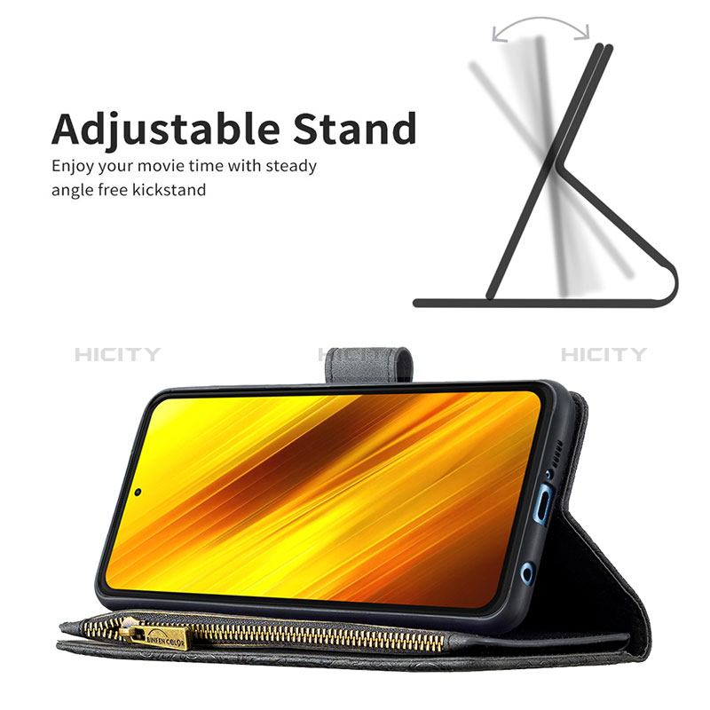 Handytasche Stand Schutzhülle Flip Leder Hülle Schmetterling B03F für Xiaomi Poco X3 NFC groß