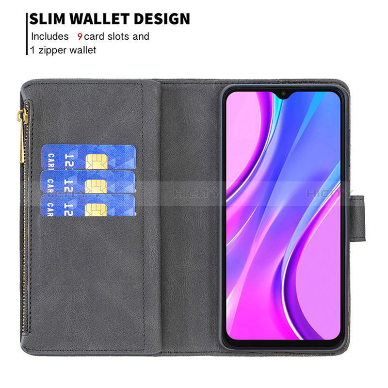 Handytasche Stand Schutzhülle Flip Leder Hülle Schmetterling B03F für Xiaomi Redmi 9 Prime India