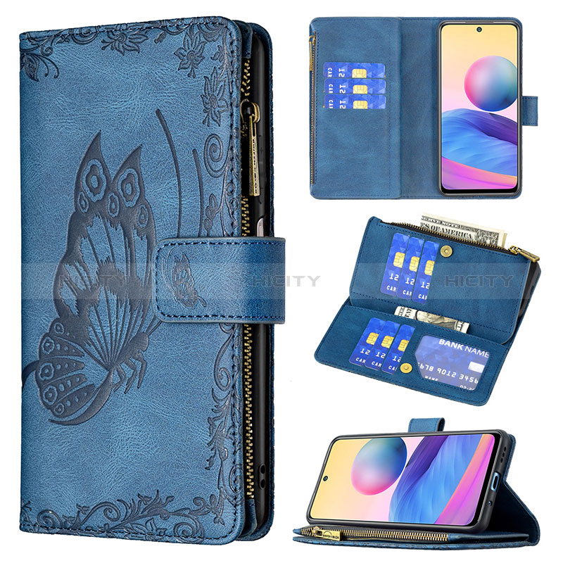 Handytasche Stand Schutzhülle Flip Leder Hülle Schmetterling B03F für Xiaomi Redmi Note 10 5G groß