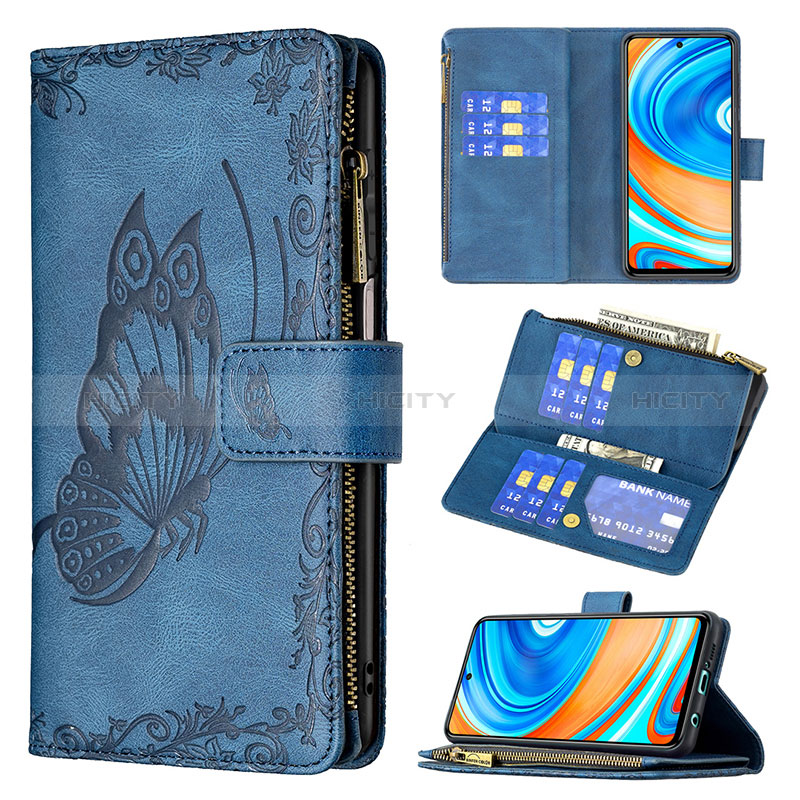 Handytasche Stand Schutzhülle Flip Leder Hülle Schmetterling B03F für Xiaomi Redmi Note 9S