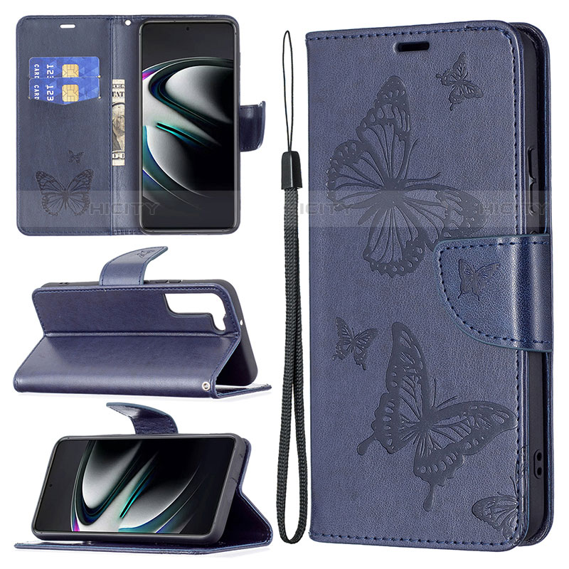 Handytasche Stand Schutzhülle Flip Leder Hülle Schmetterling B13F für Samsung Galaxy S21 5G