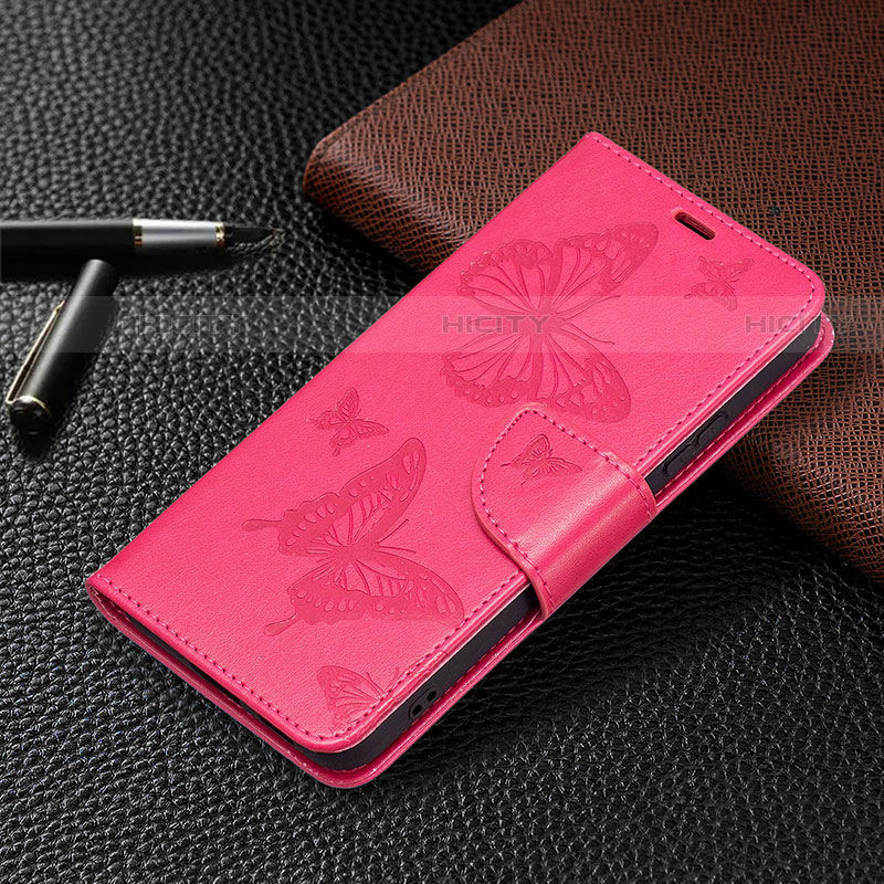 Handytasche Stand Schutzhülle Flip Leder Hülle Schmetterling B13F für Samsung Galaxy S21 5G Pink