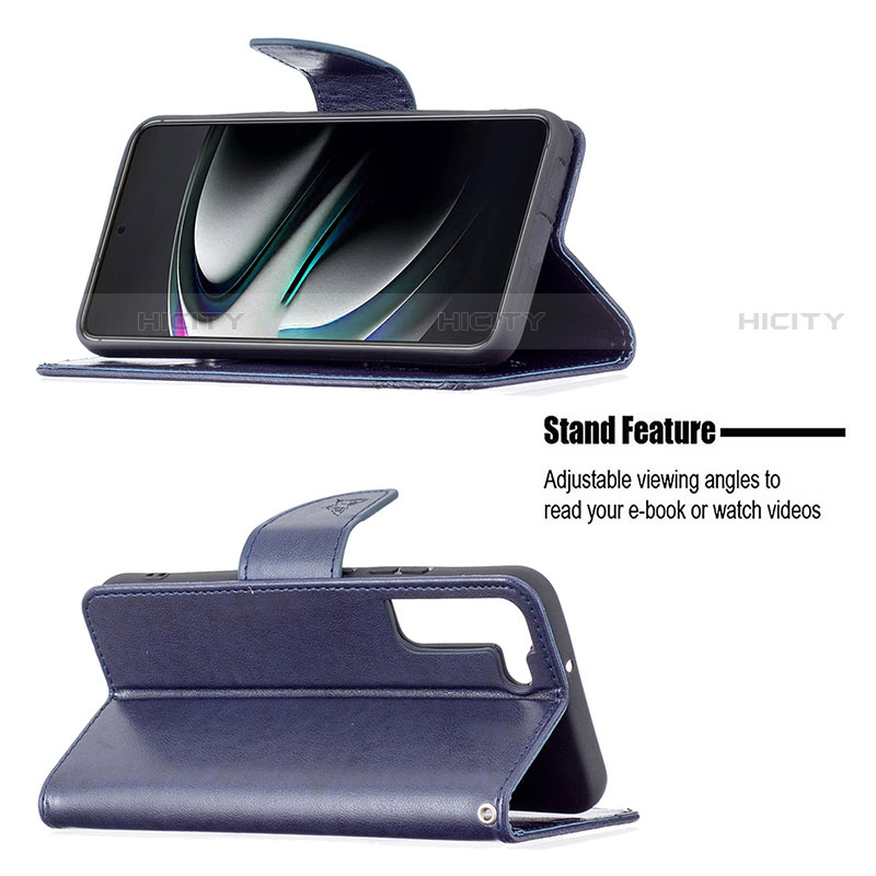 Handytasche Stand Schutzhülle Flip Leder Hülle Schmetterling B13F für Samsung Galaxy S21 Plus 5G groß