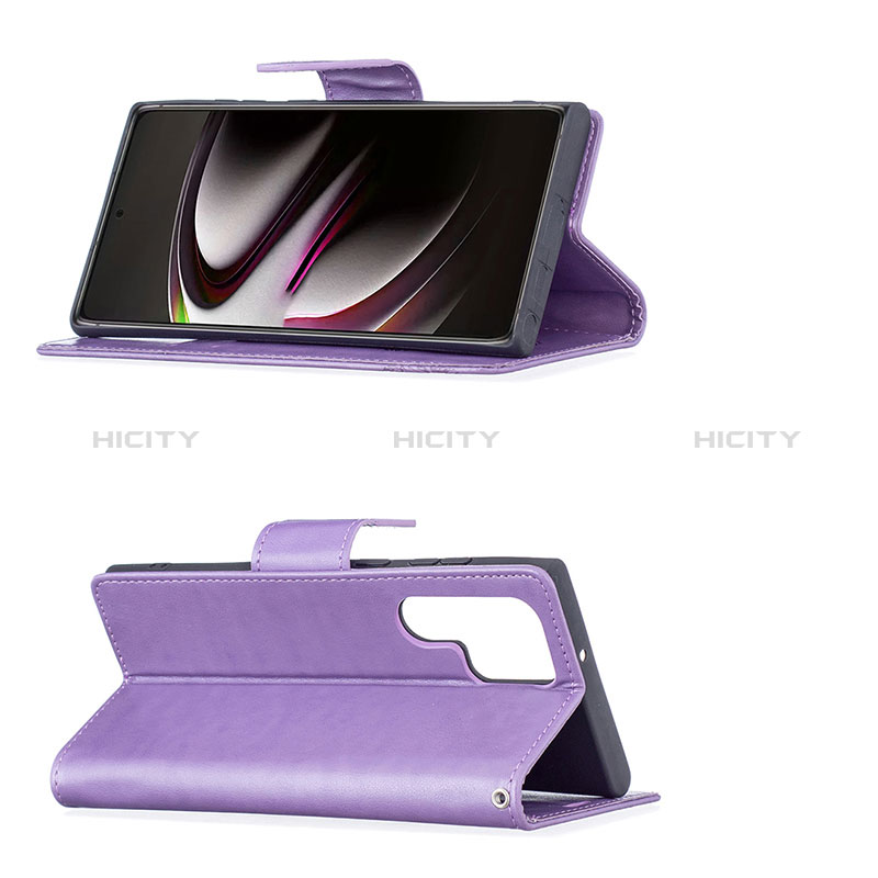 Handytasche Stand Schutzhülle Flip Leder Hülle Schmetterling B13F für Samsung Galaxy S24 Ultra 5G