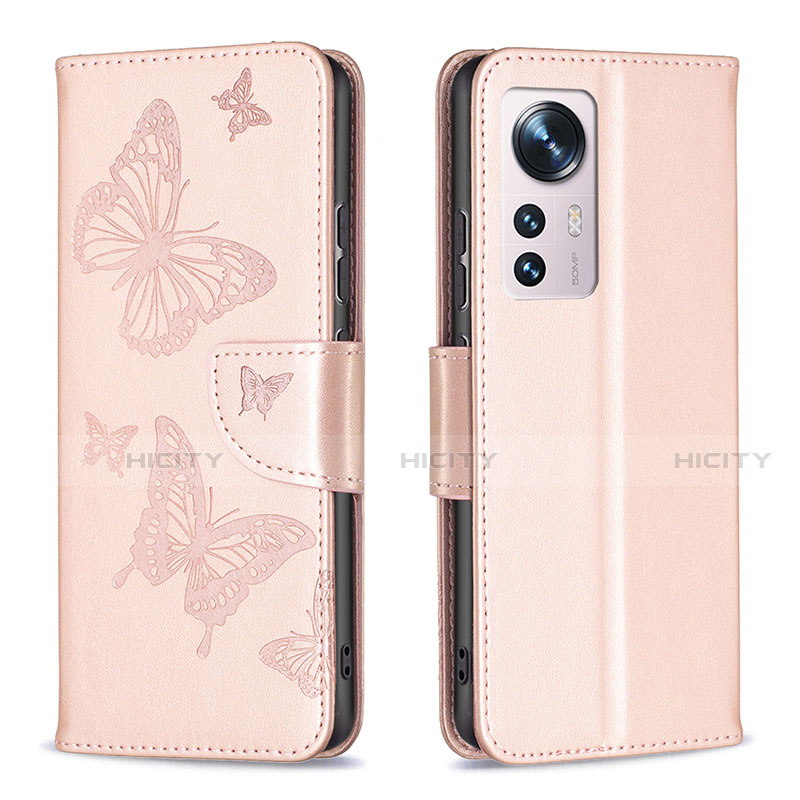 Handytasche Stand Schutzhülle Flip Leder Hülle Schmetterling B13F für Xiaomi Mi 12 5G Gold Plus