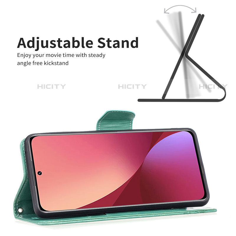 Handytasche Stand Schutzhülle Flip Leder Hülle Schmetterling B13F für Xiaomi Mi 12 Pro 5G groß