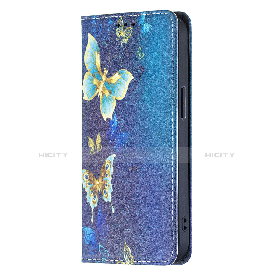 Handytasche Stand Schutzhülle Flip Leder Hülle Schmetterling für Apple iPhone 13 Blau