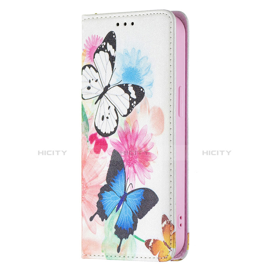 Handytasche Stand Schutzhülle Flip Leder Hülle Schmetterling für Apple iPhone 13 Mini Rosa groß