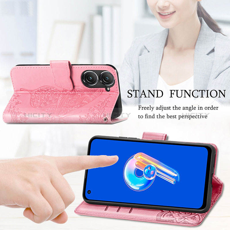 Handytasche Stand Schutzhülle Flip Leder Hülle Schmetterling für Asus Zenfone 9