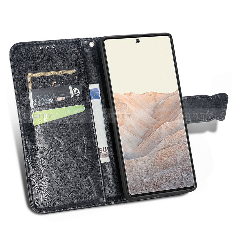 Handytasche Stand Schutzhülle Flip Leder Hülle Schmetterling für Google Pixel 6 Pro 5G groß