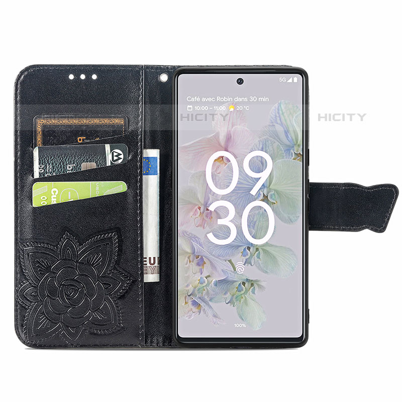 Handytasche Stand Schutzhülle Flip Leder Hülle Schmetterling für Google Pixel 6a 5G groß