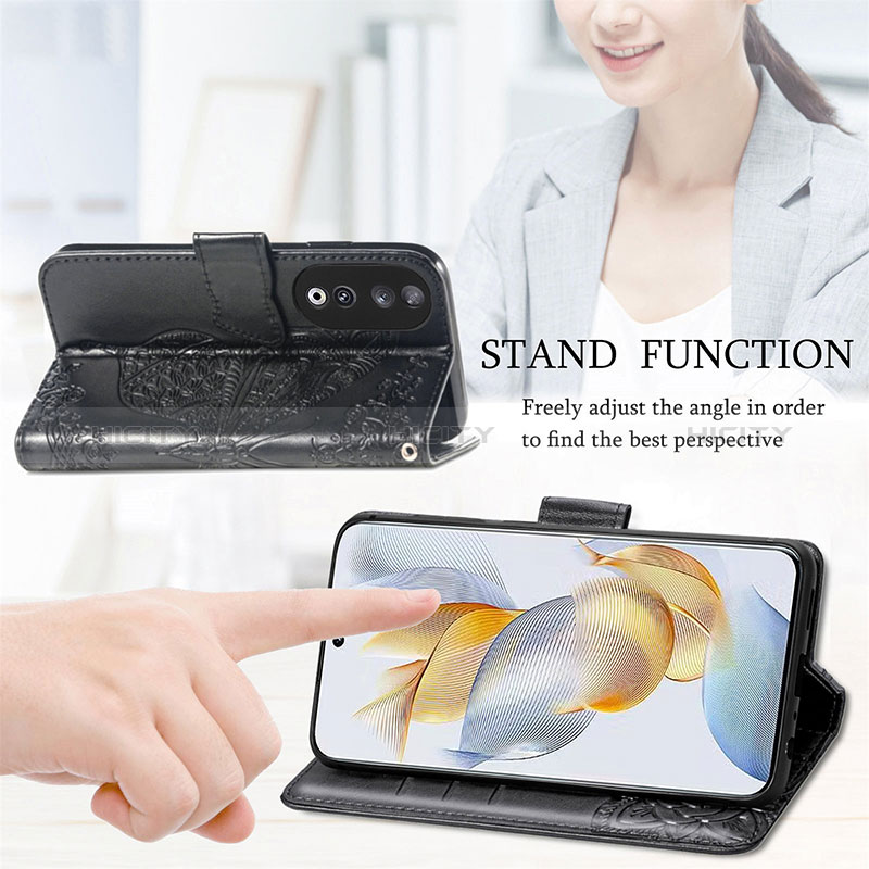 Handytasche Stand Schutzhülle Flip Leder Hülle Schmetterling für Huawei Honor 90 5G