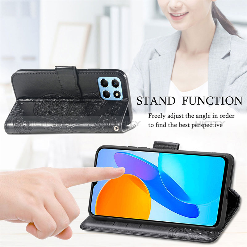 Handytasche Stand Schutzhülle Flip Leder Hülle Schmetterling für Huawei Honor X6