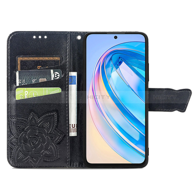 Handytasche Stand Schutzhülle Flip Leder Hülle Schmetterling für Huawei Honor X8a 4G