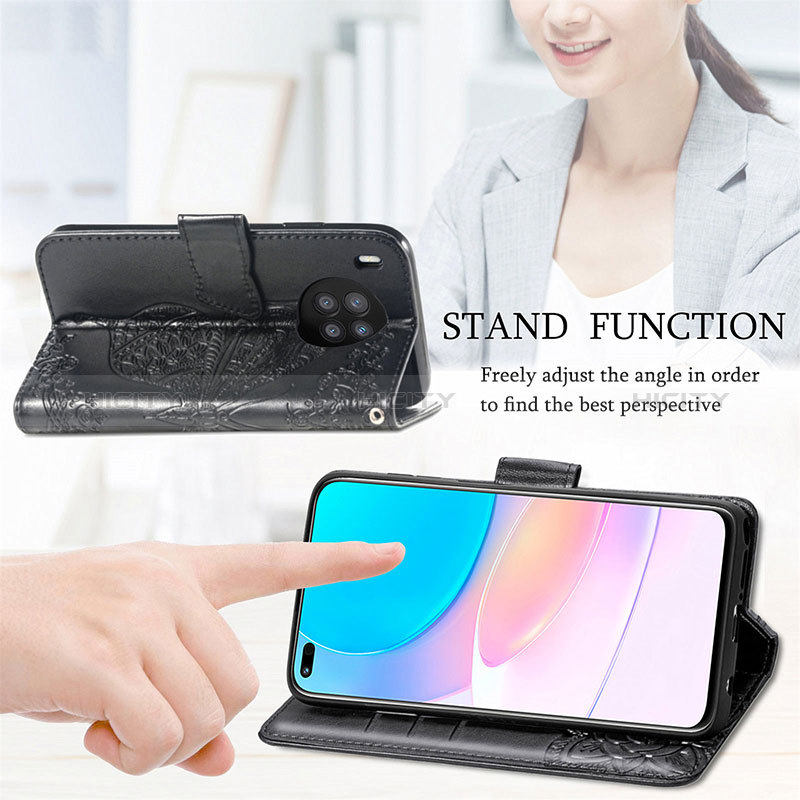 Handytasche Stand Schutzhülle Flip Leder Hülle Schmetterling für Huawei Nova 8i