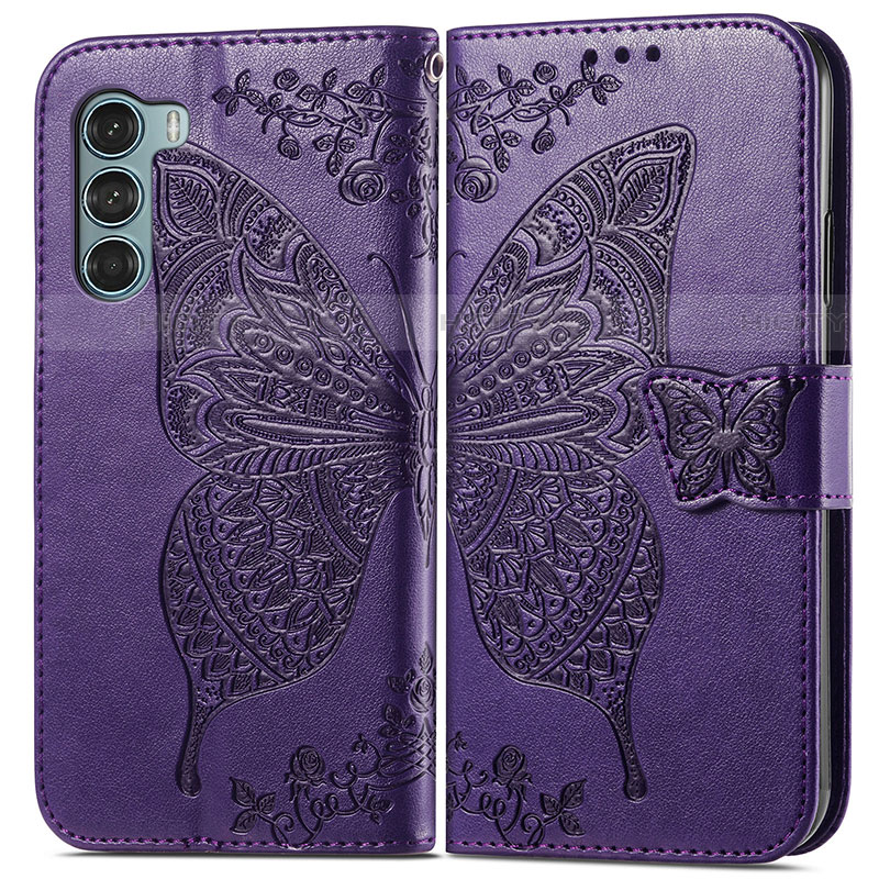 Handytasche Stand Schutzhülle Flip Leder Hülle Schmetterling für Motorola Moto Edge S30 5G Violett