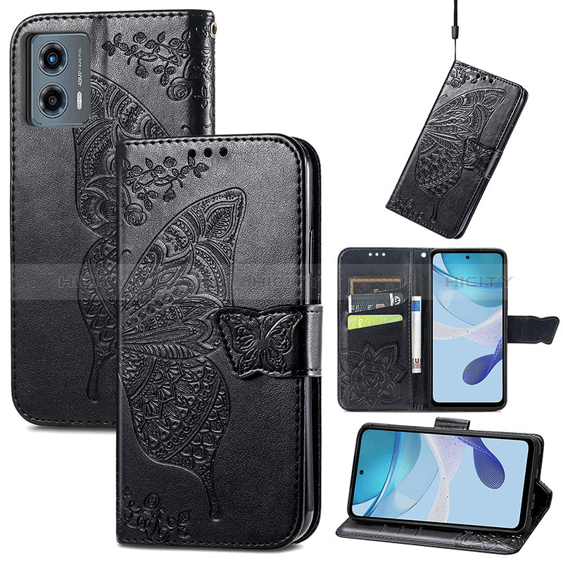 Handytasche Stand Schutzhülle Flip Leder Hülle Schmetterling für Motorola Moto G 5G (2023) groß