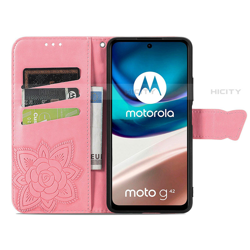 Handytasche Stand Schutzhülle Flip Leder Hülle Schmetterling für Motorola Moto G42 groß