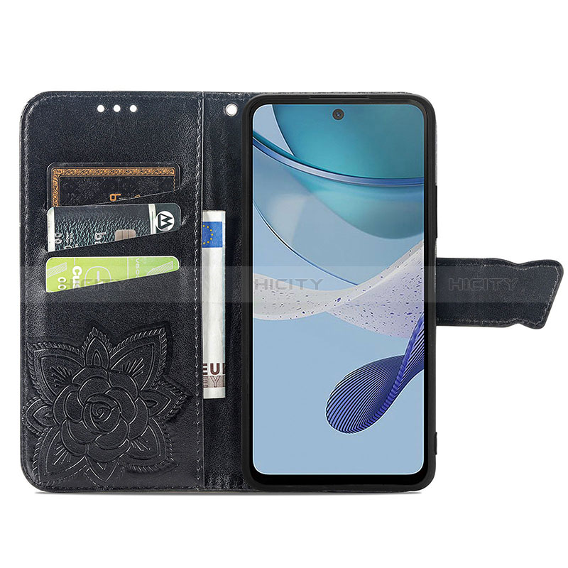 Handytasche Stand Schutzhülle Flip Leder Hülle Schmetterling für Motorola Moto G53 5G groß