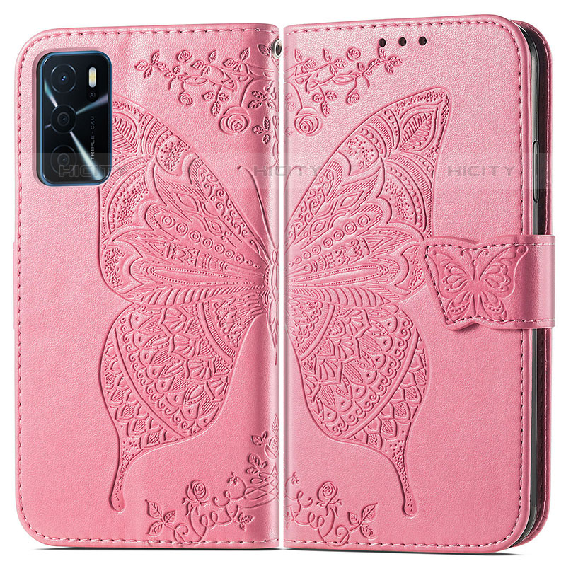 Handytasche Stand Schutzhülle Flip Leder Hülle Schmetterling für Oppo A54s Pink