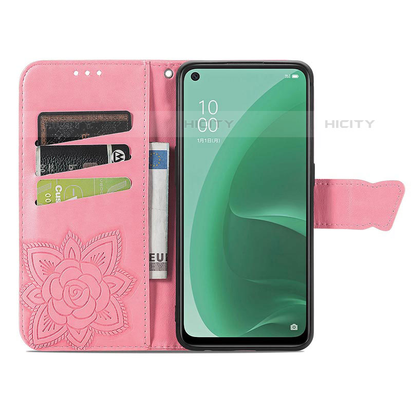 Handytasche Stand Schutzhülle Flip Leder Hülle Schmetterling für Oppo A55S 5G groß