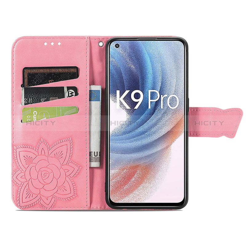 Handytasche Stand Schutzhülle Flip Leder Hülle Schmetterling für Oppo K9 Pro 5G