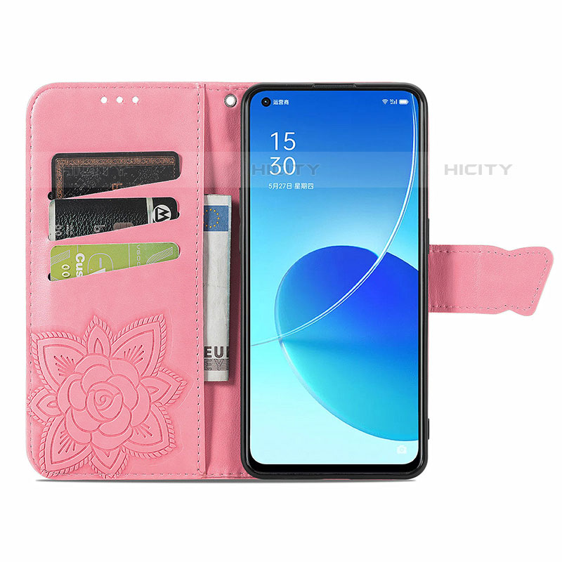 Handytasche Stand Schutzhülle Flip Leder Hülle Schmetterling für Oppo Reno6 5G groß