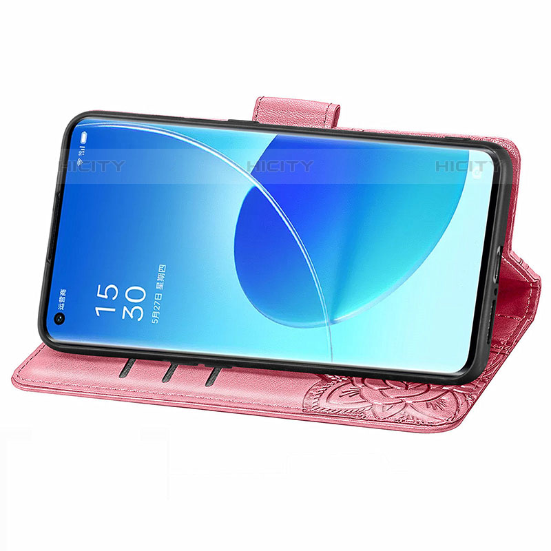 Handytasche Stand Schutzhülle Flip Leder Hülle Schmetterling für Oppo Reno6 Pro 5G