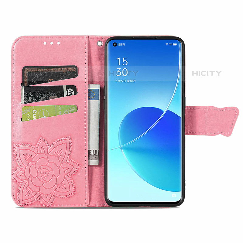 Handytasche Stand Schutzhülle Flip Leder Hülle Schmetterling für Oppo Reno6 Pro 5G